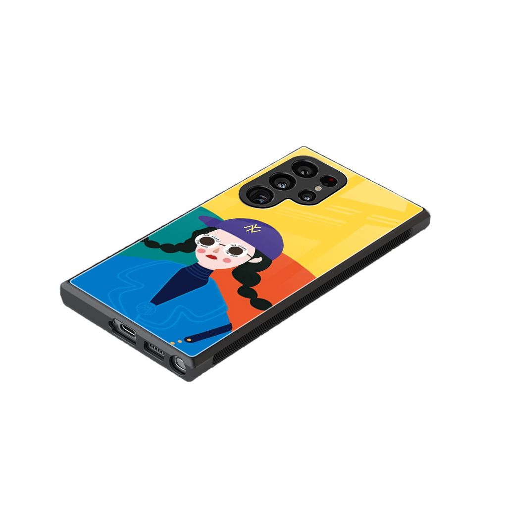 psychedelic chic back phone cover | glass case for samsung galaxy s24 ultra