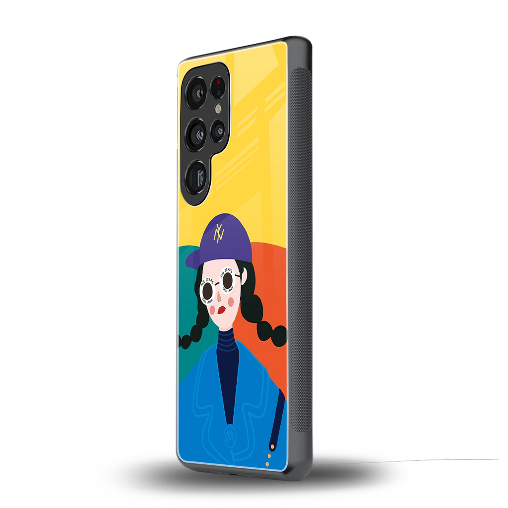 psychedelic chic back phone cover | glass case for samsung galaxy s25 ultra