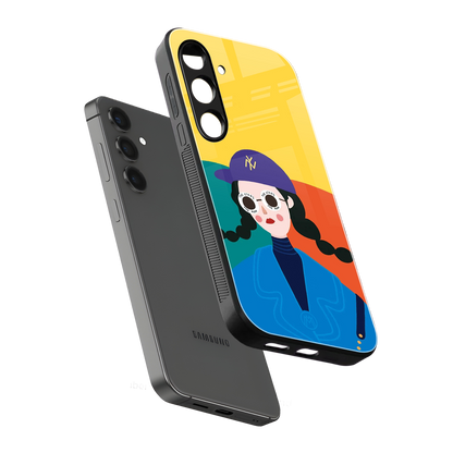 psychedelic chic back phone cover | glass case for samsung galaxy s24 plus