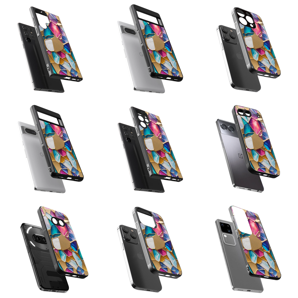 Durable Glass Back Mobile Case for iPhone, Samsung, OnePlus, Google Pixel, Redmi, Vivo, Oppo