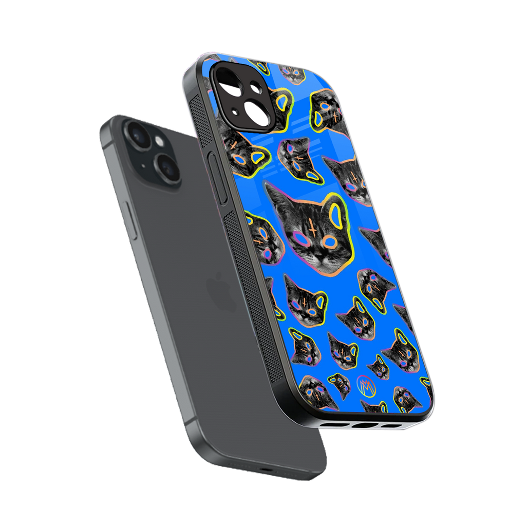 psychedelic paws back phone cover | glass case for iphone 15 plus