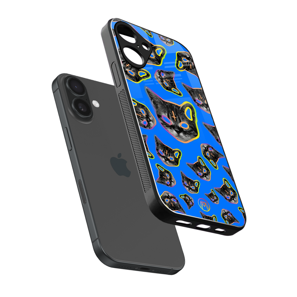 psychedelic paws back phone cover | glass case for iphone 16 plus