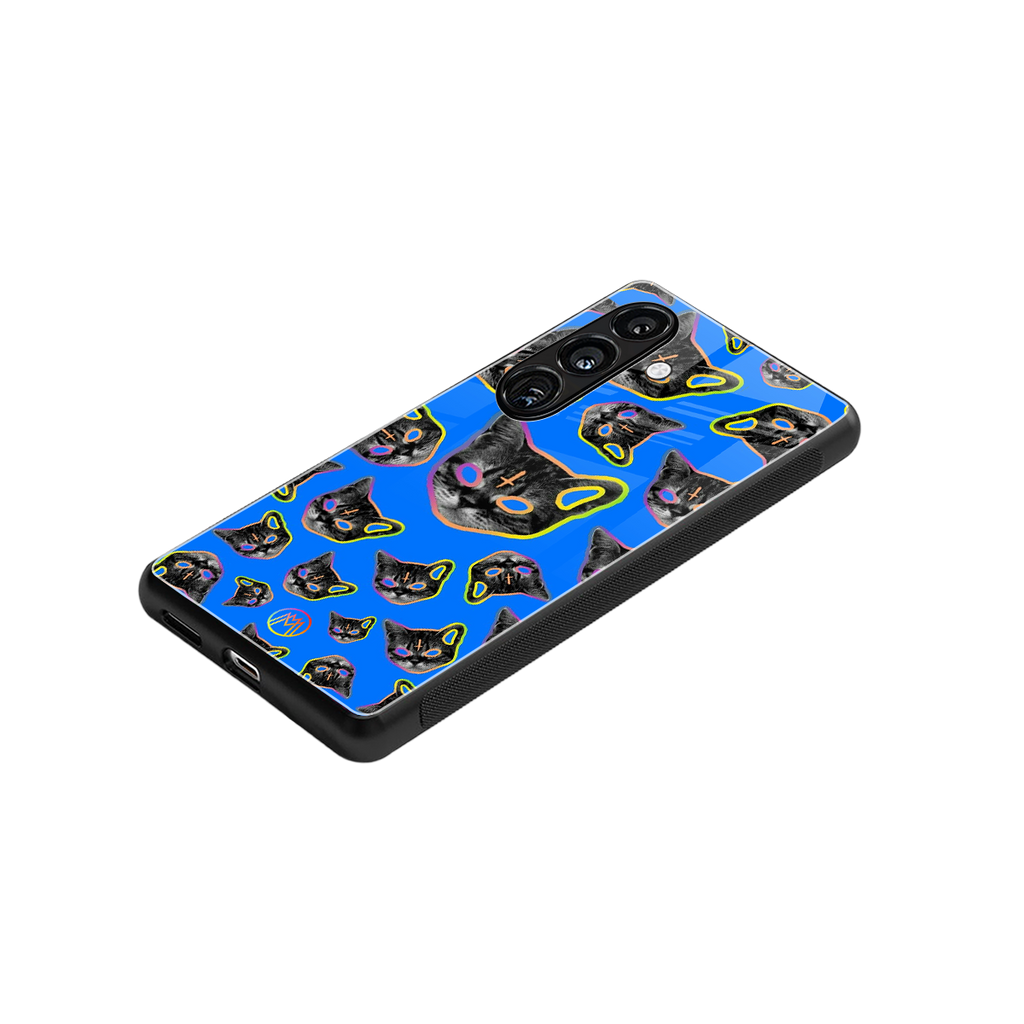 psychedelic paws back phone cover | glass case for samsung galaxy s24 fe