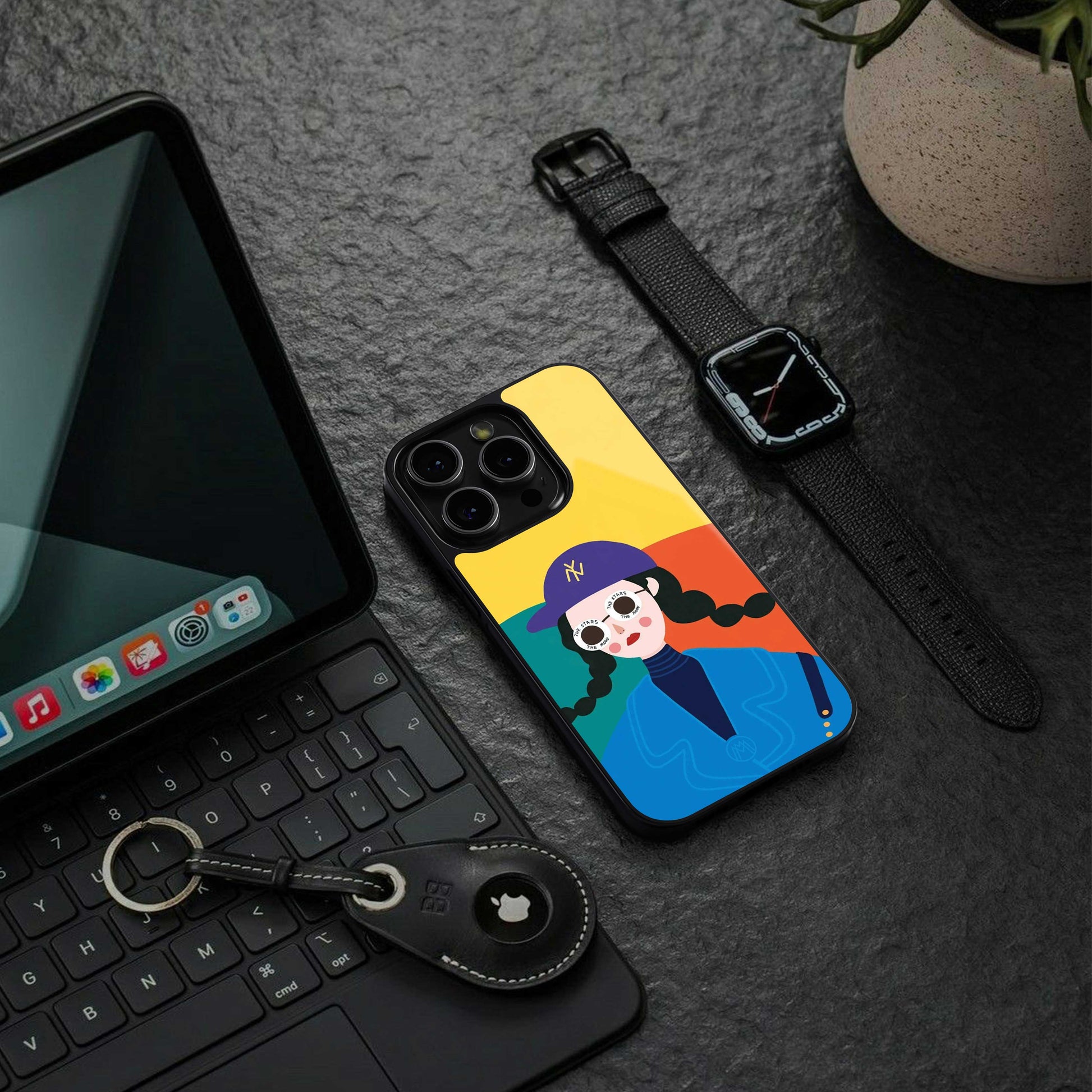 psychedelic chic back phone cover | glass case for samsung galaxy s24 plus