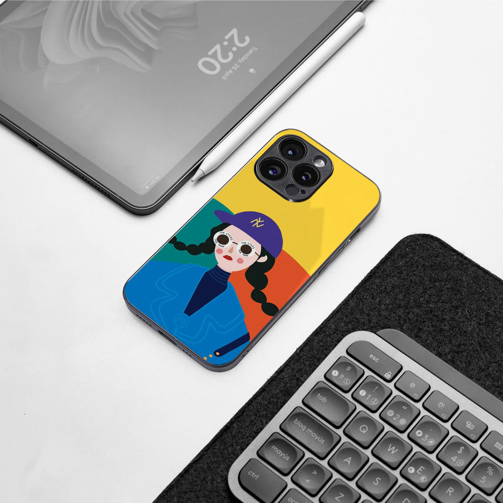 psychedelic chic back phone cover | glass case for iphone 16