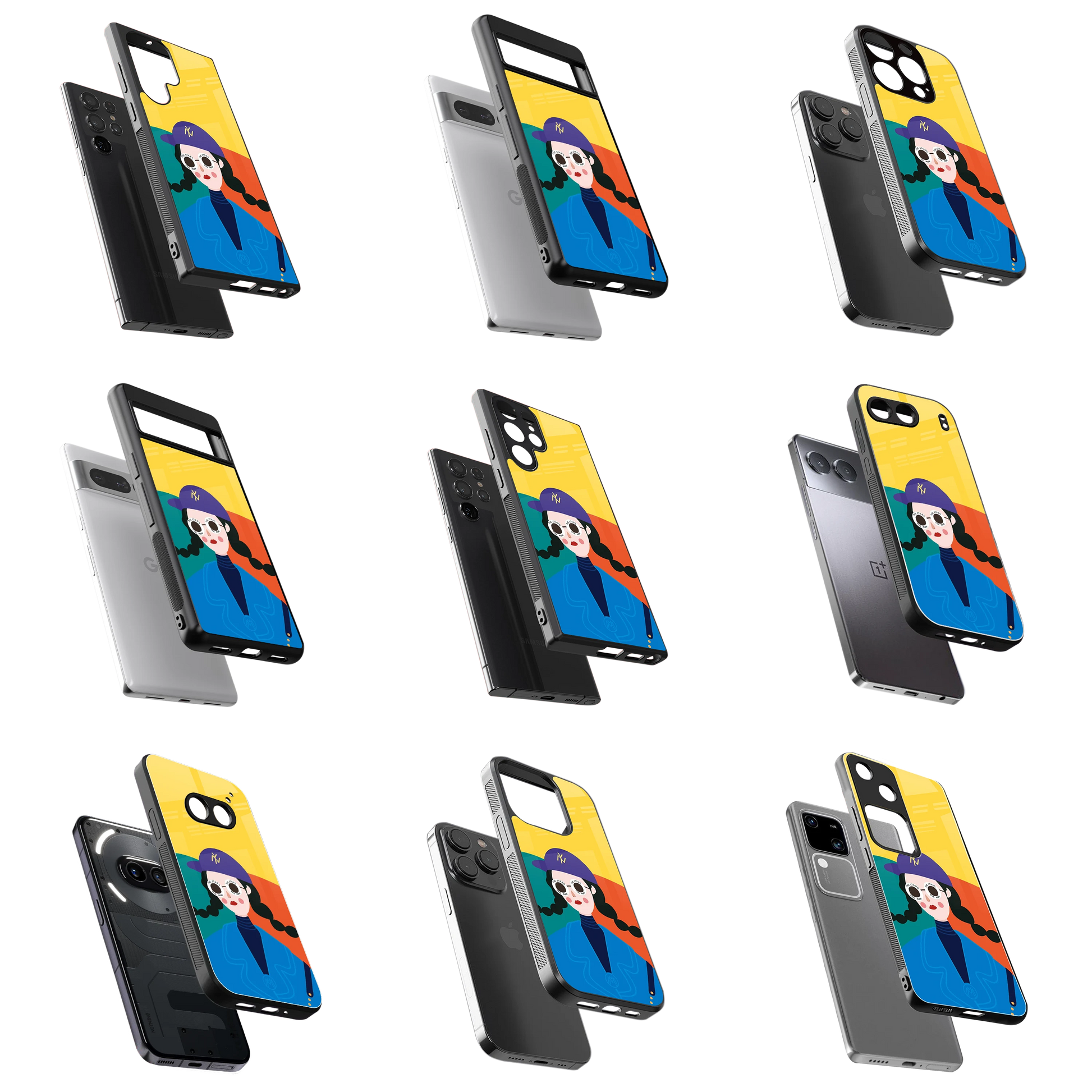 Durable Glass Back Mobile Case for iPhone, Samsung, OnePlus, Google Pixel, Redmi, Vivo, Oppo