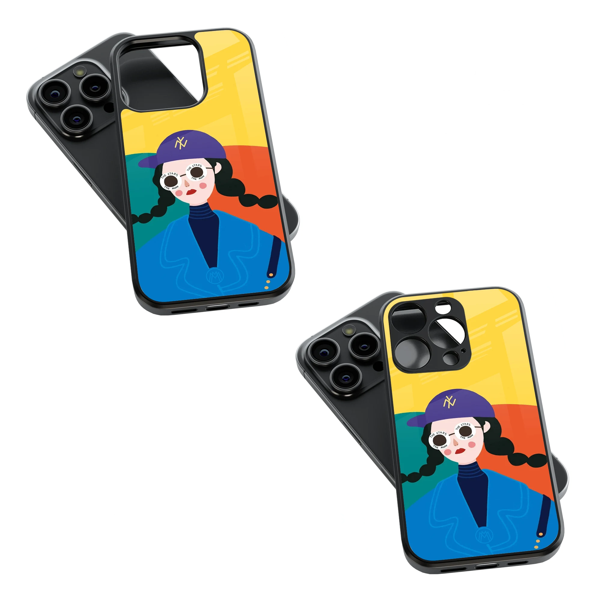 Trendy Glass Back Mobile Case for iPhone, Samsung, Redmi, OnePlus, Google Pixel, Motorola