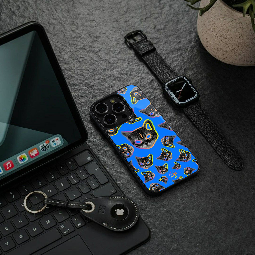 psychedelic paws back phone cover | glass case for iphone 16 pro max