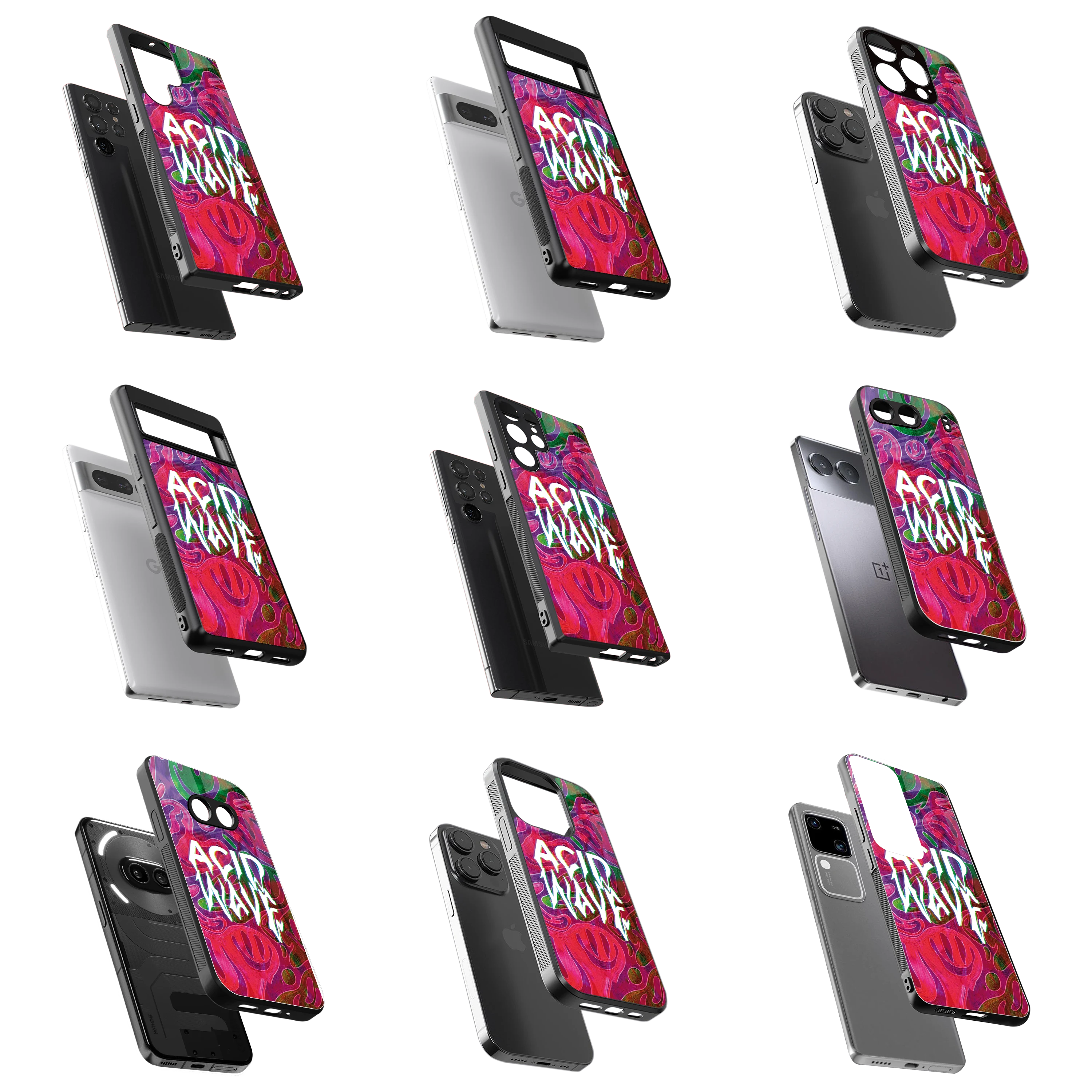 Durable Glass Back Mobile Case for iPhone, Samsung, OnePlus, Google Pixel, Redmi, Vivo, Oppo