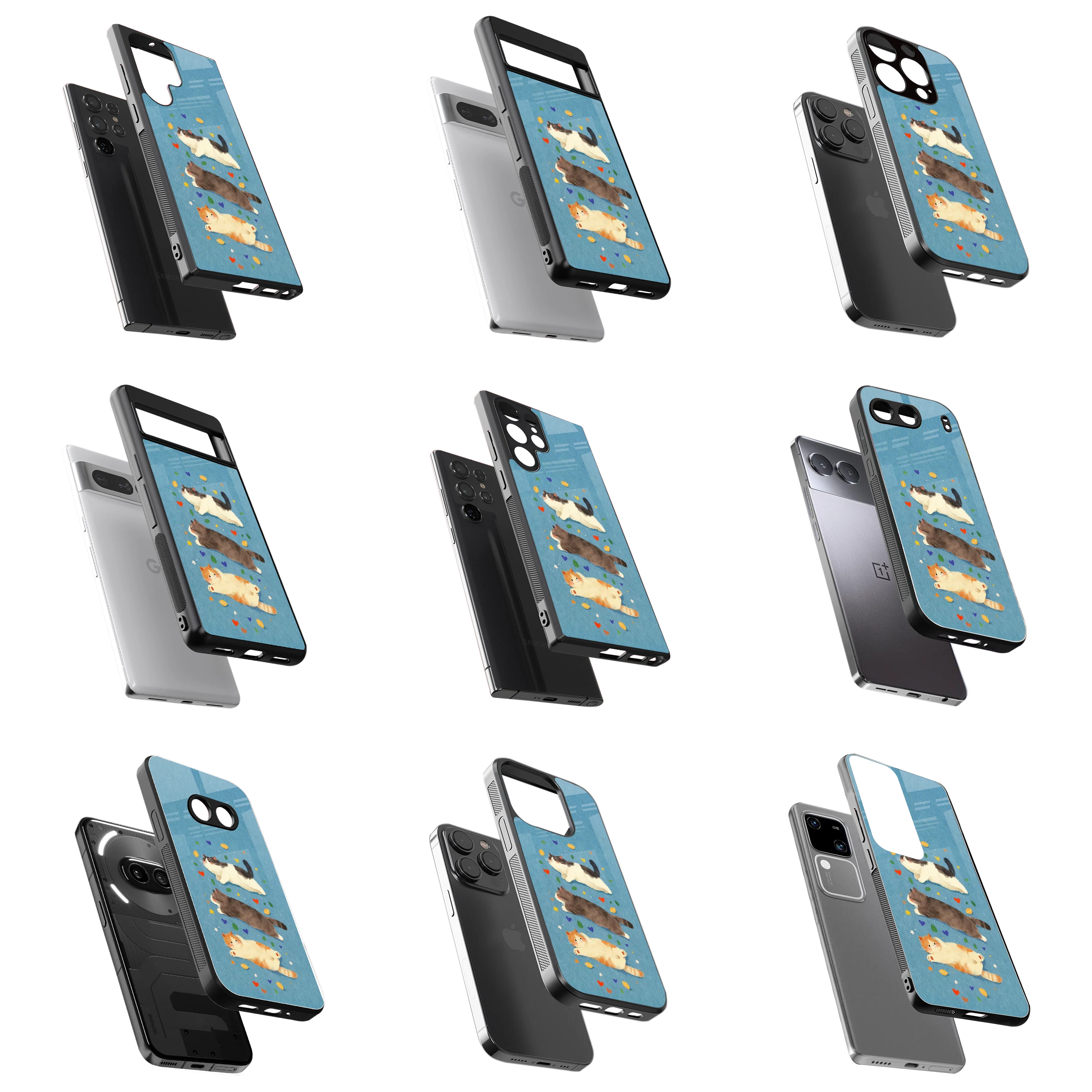 Durable Glass Back Mobile Case for iPhone, Samsung, OnePlus, Google Pixel, Redmi, Vivo, Oppo