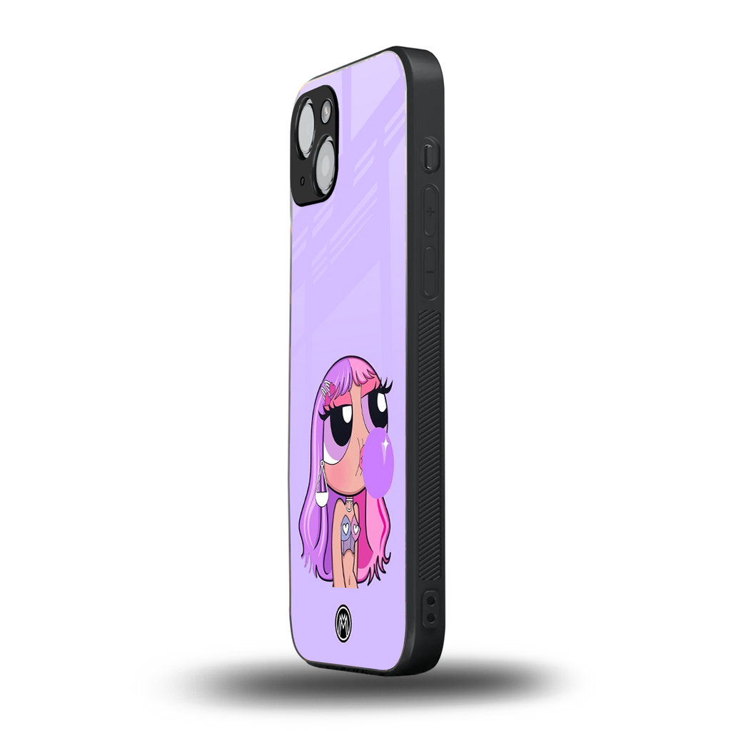 purple chic powerpuff girls back phone cover | glass case for iphone 15 plus