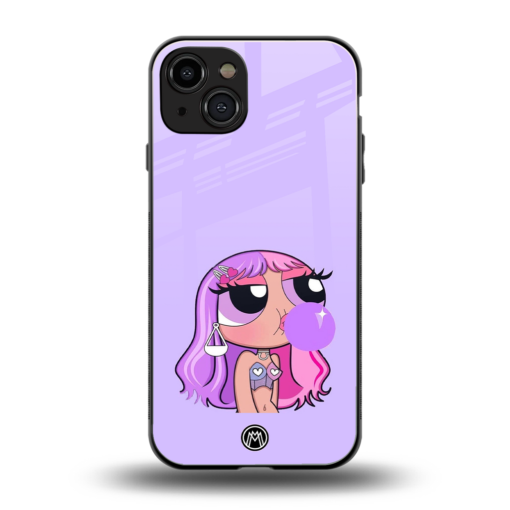 purple chic powerpuff girls back phone cover | glass case for iphone 15