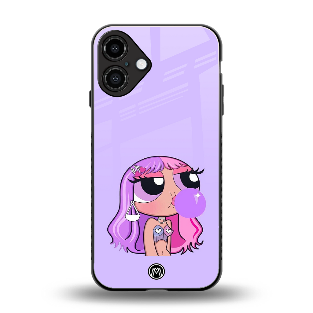 purple chic powerpuff girls back phone cover | glass case for iphone 16 plus