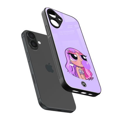 purple chic powerpuff girls back phone cover | glass case for iphone 16 plus