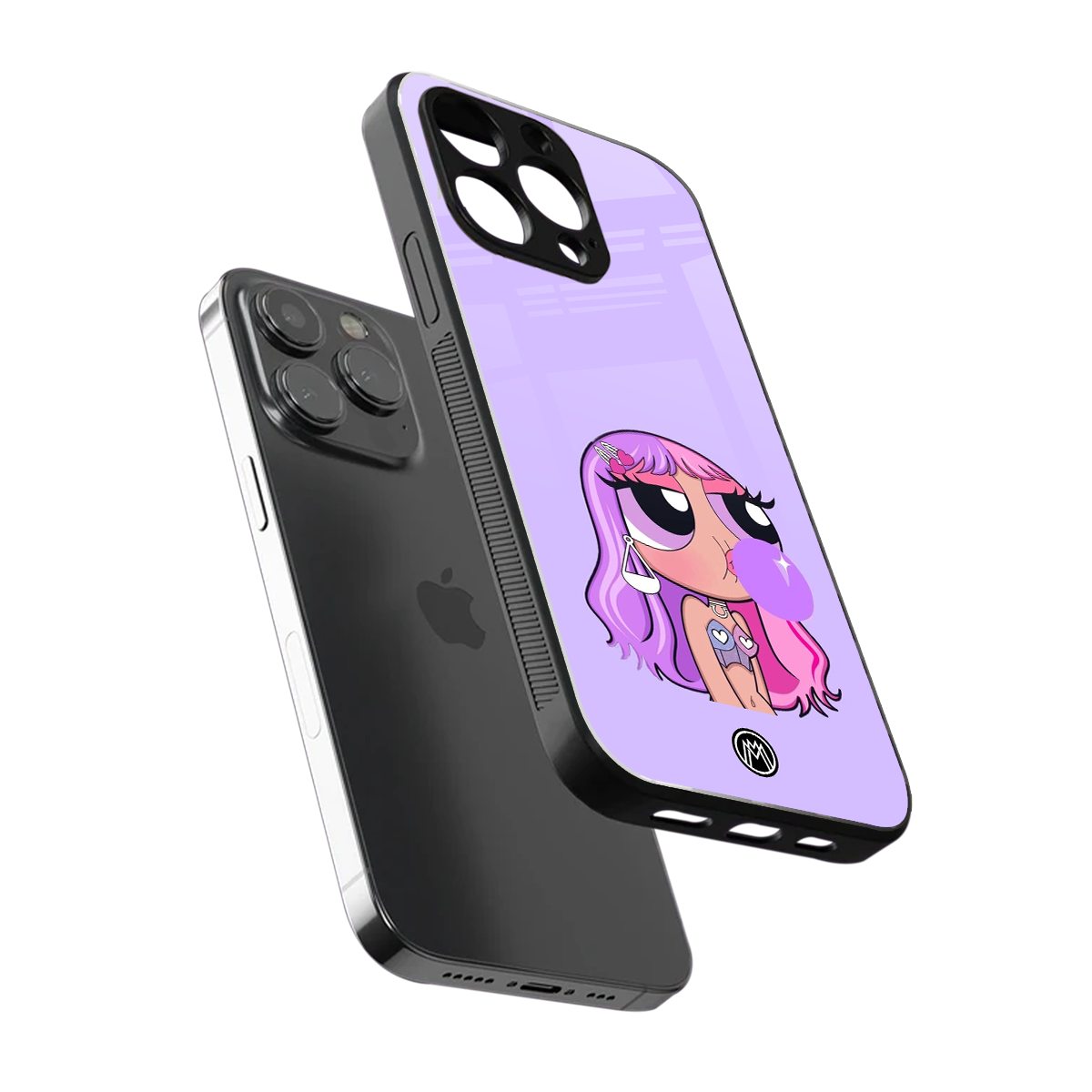 purple chic powerpuff girls back phone cover | glass case for iphone 16 pro max