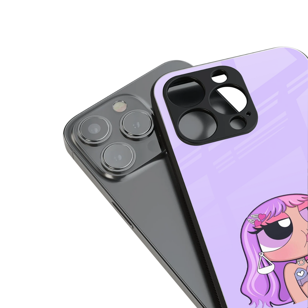purple chic powerpuff girls back phone cover | glass case for iphone 16 pro max