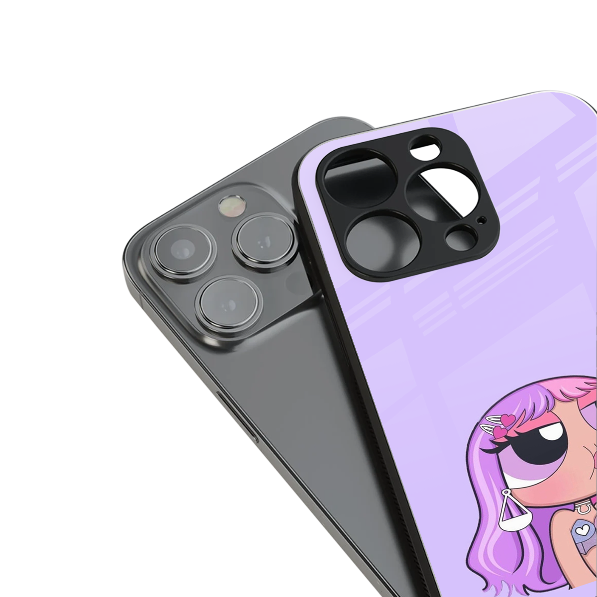purple chic powerpuff girls back phone cover | glass case for iphone 16 pro max