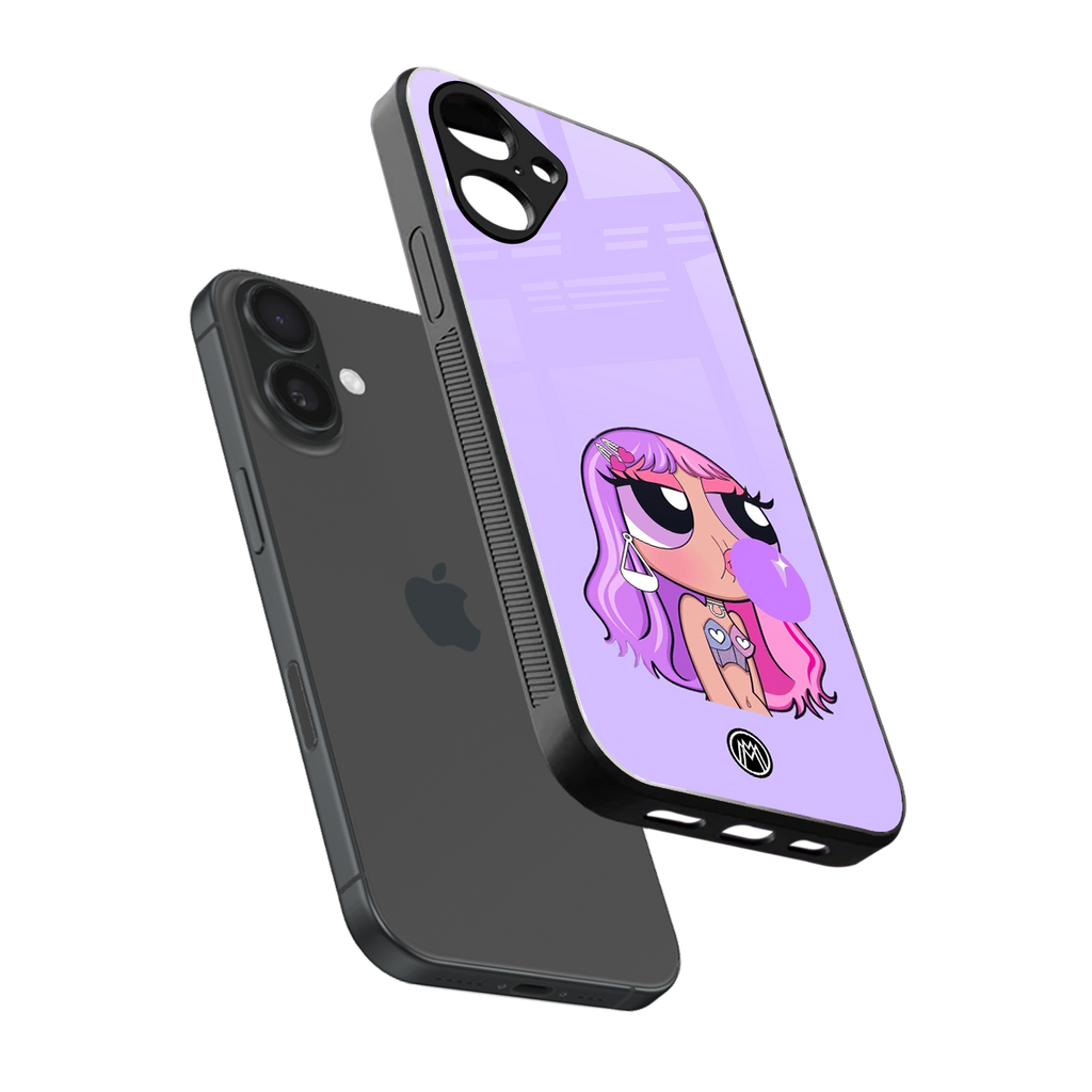 purple chic powerpuff girls back phone cover | glass case for iphone 16
