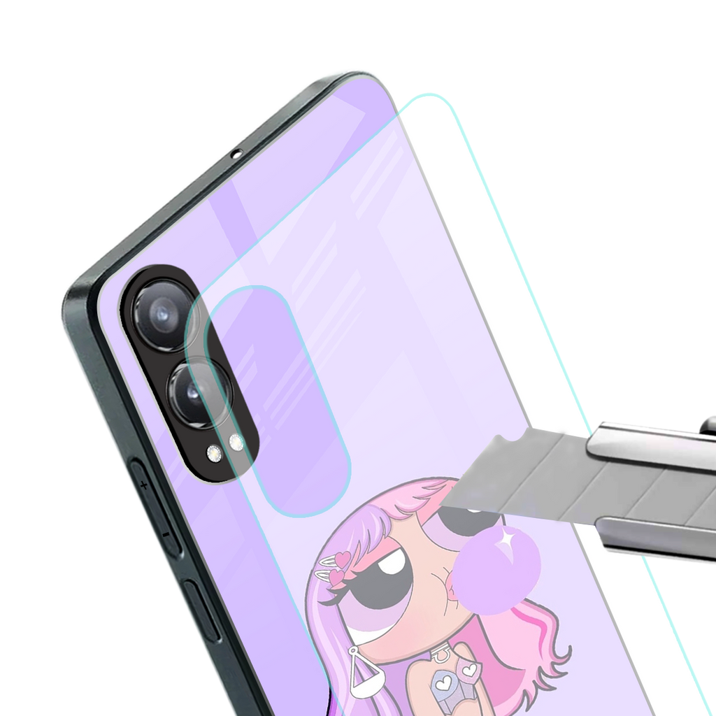 purple chic powerpuff girls back phone cover | glass case for oneplus nord ce 4 lite