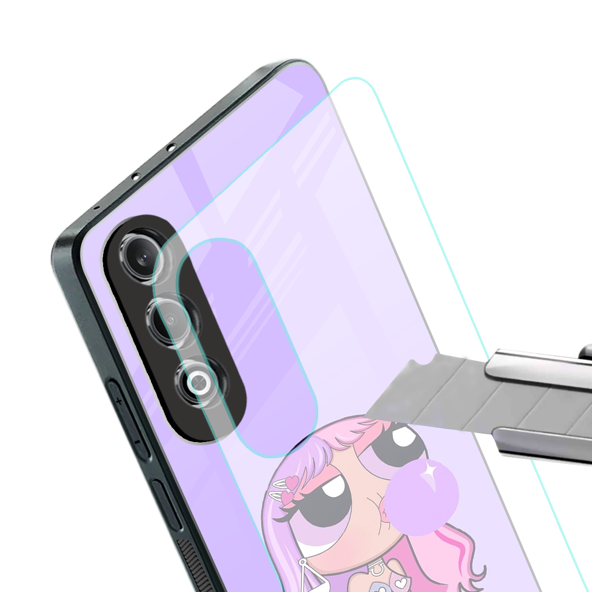 purple chic powerpuff girls back phone cover | glass case for oneplus nord ce 4
