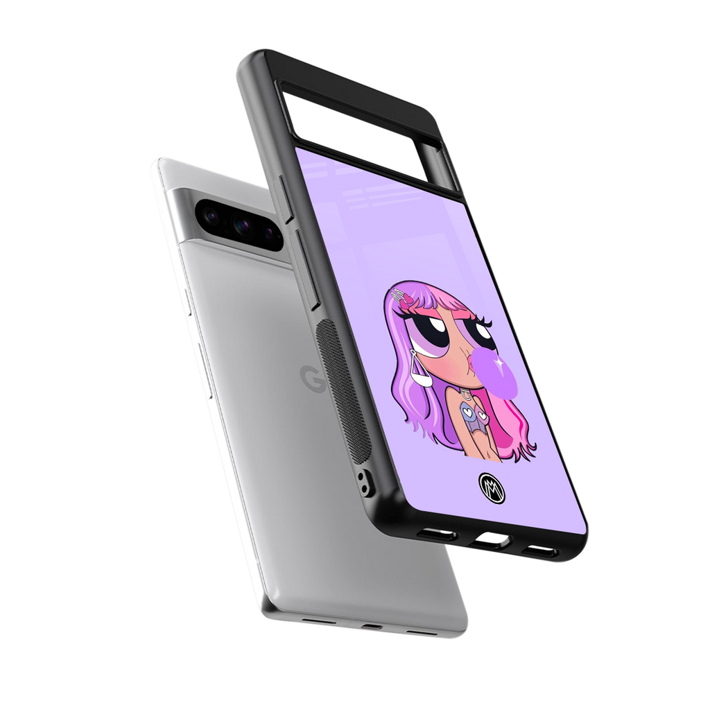 purple chic powerpuff girls back phone cover | glass case for google pixel 8 pro