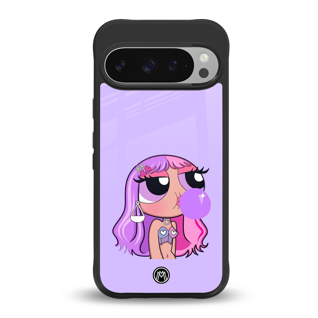 purple chic powerpuff girls back phone cover | glass case for google pixel 9 pro