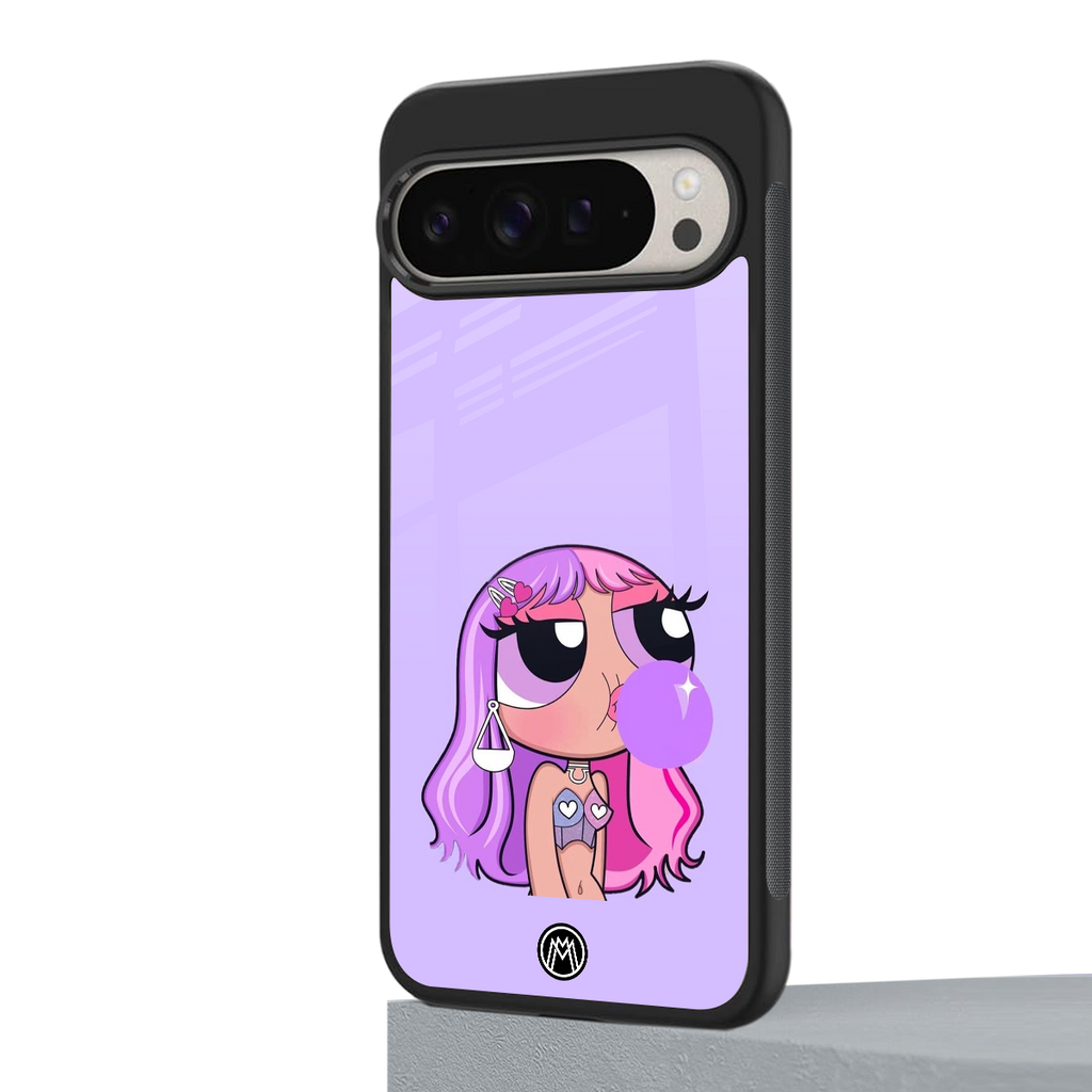 purple chic powerpuff girls back phone cover | glass case for google pixel 9 pro