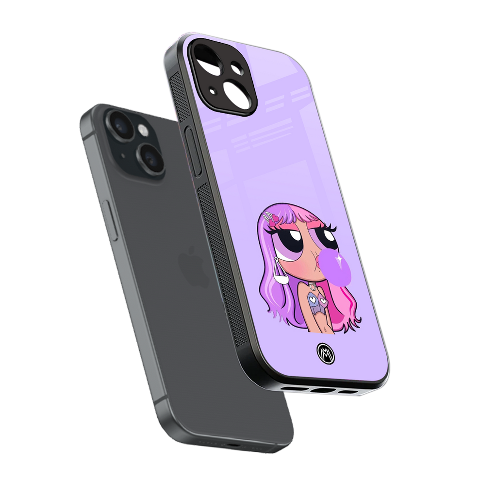 purple chic powerpuff girls back phone cover | glass case for iphone 15