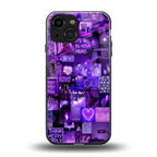 purple collage aesthetic back phone cover | glass case for iphone 13 mini