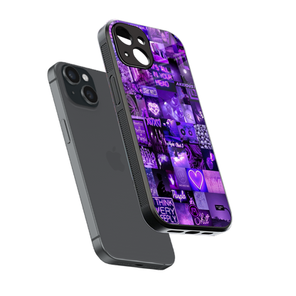purple collage aesthetic back phone cover | glass case for iphone 13 mini