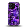 purple collage aesthetic back phone cover | glass case for iphone 13 pro