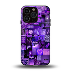 purple collage aesthetic back phone cover | glass case for iphone 13 pro