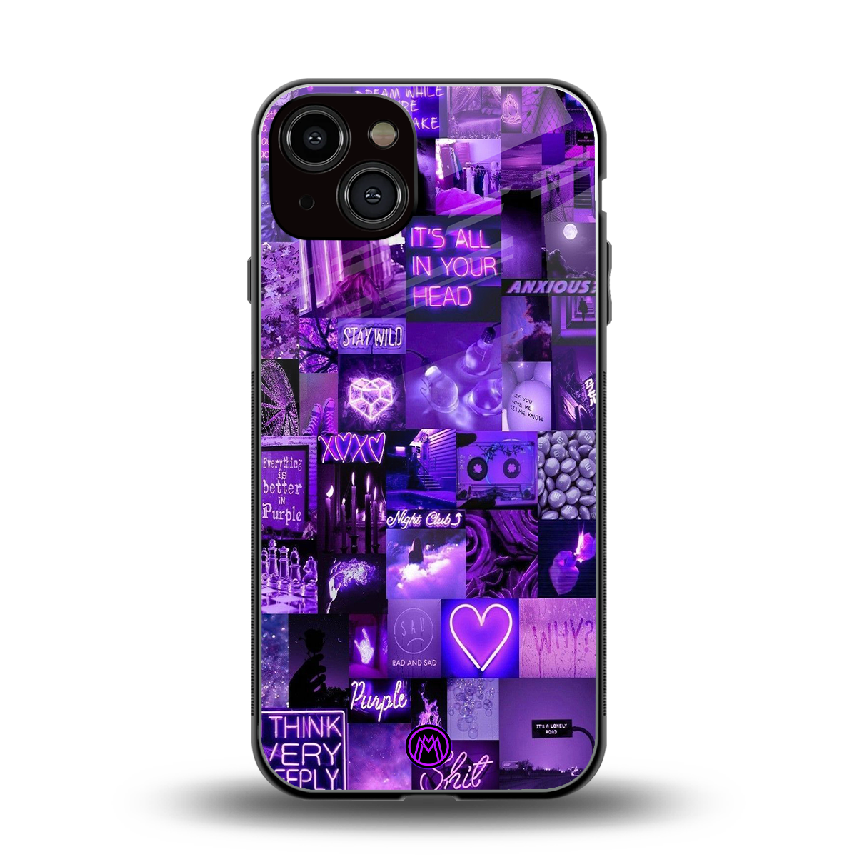 purple collage aesthetic back phone cover | glass case for iphone 13