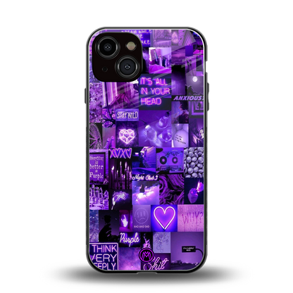 purple collage aesthetic back phone cover | glass case for iphone 13