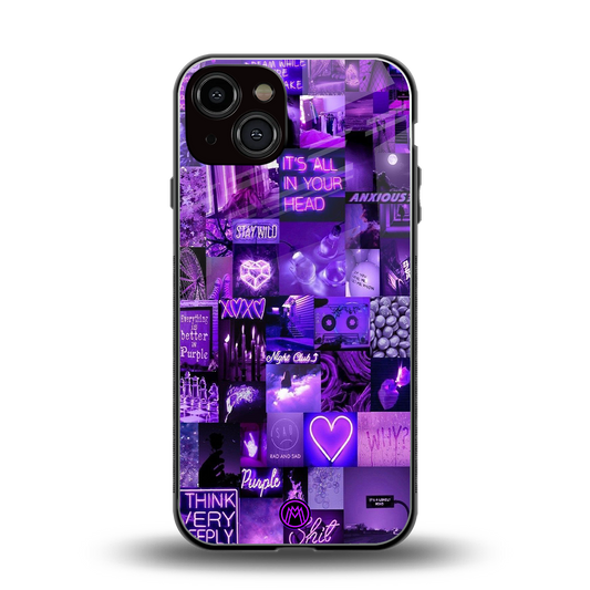 purple collage aesthetic back phone cover | glass case for iphone 13