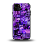 purple collage aesthetic back phone cover | glass case for iphone 15 plus
