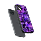 purple collage aesthetic back phone cover | glass case for iphone 15 plus