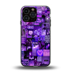 purple collage aesthetic back phone cover | glass case for iphone 14 pro max