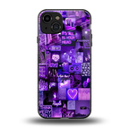 purple collage aesthetic back phone cover | glass case for iphone 15