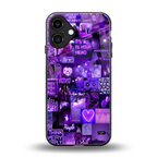 purple collage aesthetic back phone cover | glass case for iphone 16 plus