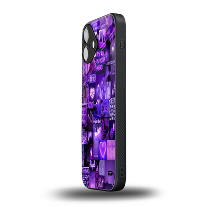 purple collage aesthetic back phone cover | glass case for iphone 16 plus