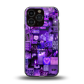 purple collage aesthetic back phone cover | glass case for iphone 16 pro