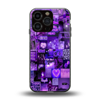 purple collage aesthetic back phone cover | glass case for iphone 16 pro