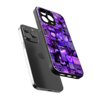 purple collage aesthetic back phone cover | glass case for iphone 16 pro