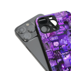 purple collage aesthetic back phone cover | glass case for iphone 14 pro max