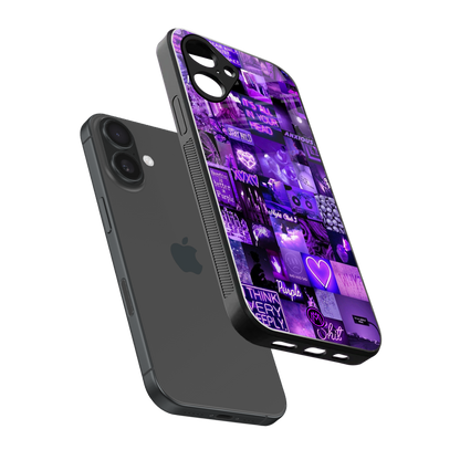 purple collage aesthetic back phone cover | glass case for iphone 16