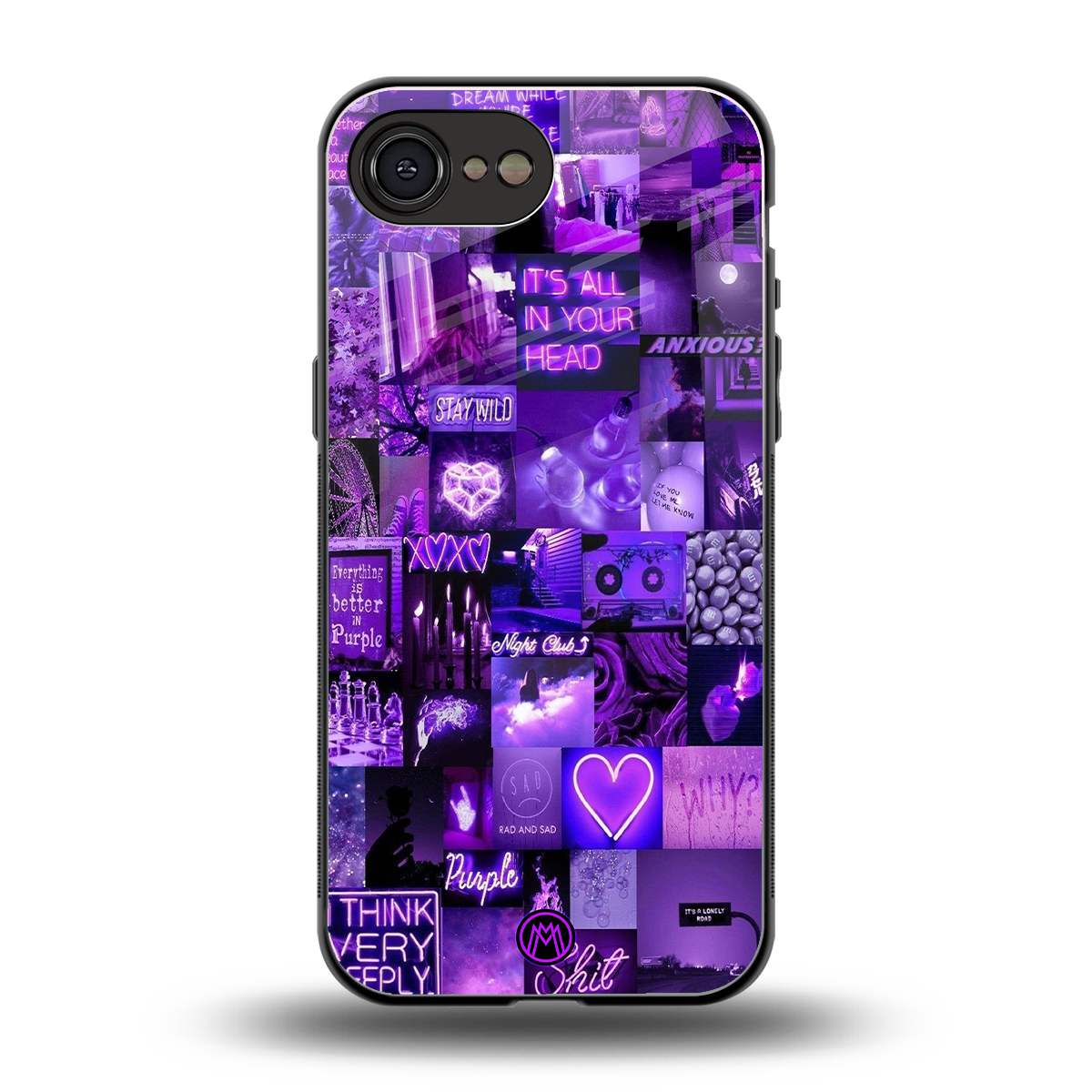 purple collage aesthetic back phone cover | glass case for iphone 16e