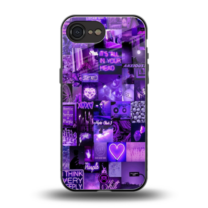 purple collage aesthetic back phone cover | glass case for iphone 16e