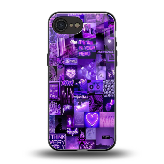 purple collage aesthetic back phone cover | glass case for iphone 16e