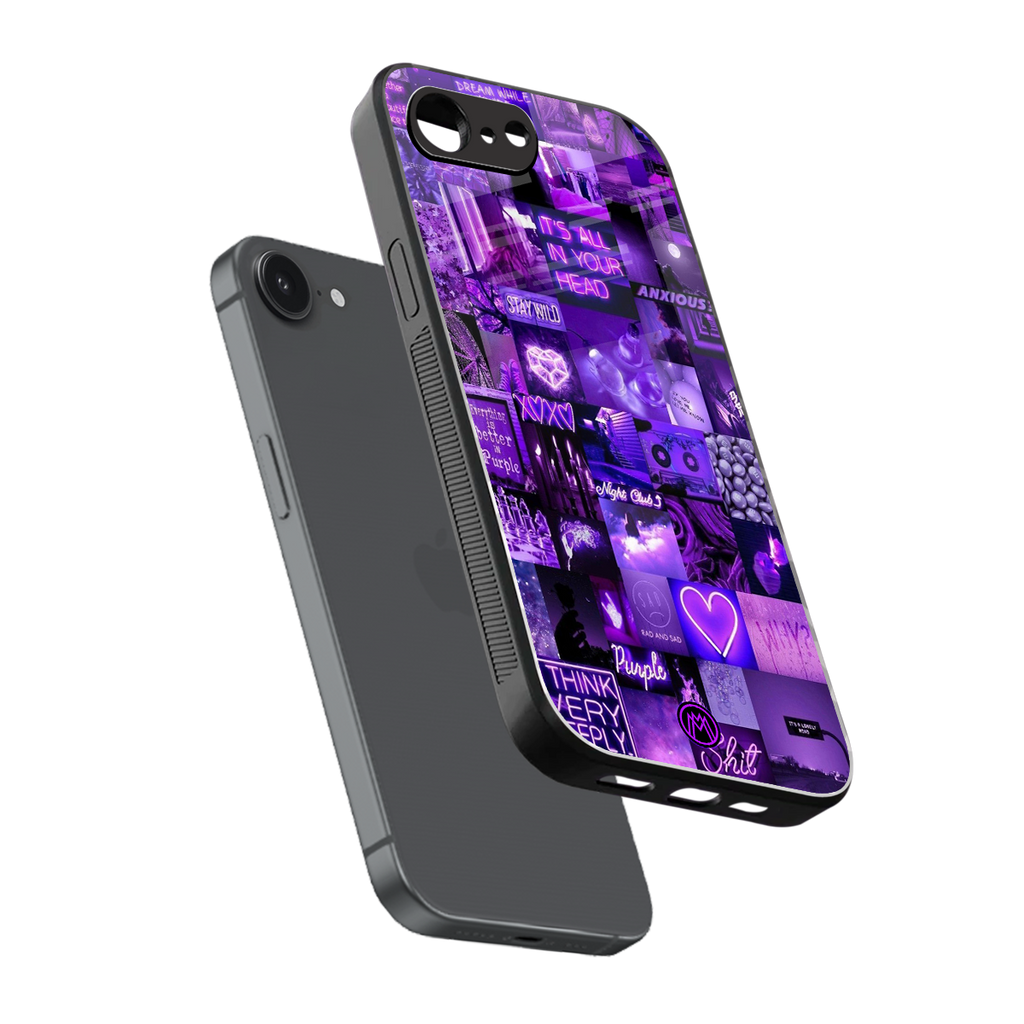 purple collage aesthetic back phone cover | glass case for iphone 16e
